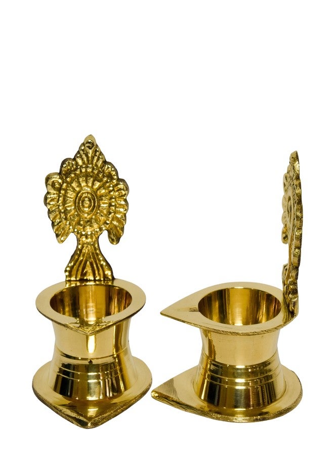 Bhimonee Decor ديكور بيموني | دياس نحاسية لبوجا مجموعة من 2 | مجموعة شانكو شاكرا كاماكشي ديبالو النحاسية | مصنوع يدويًا في الهند | النحاس النقي | الأبعاد: 3 بوصات | 200 جرام لكل مجموعة | - Image 5